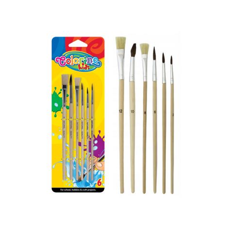 Pędzle Colorino Kids Naturalne, 6szt - 2